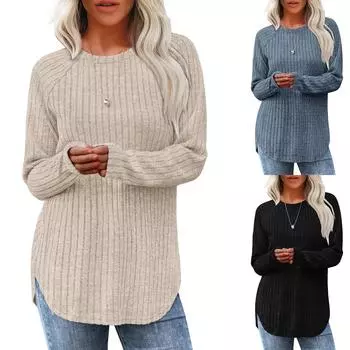 Топы для женщин, пуловеры с длинными рукавами, повседневные рубашки, топ M чёрный