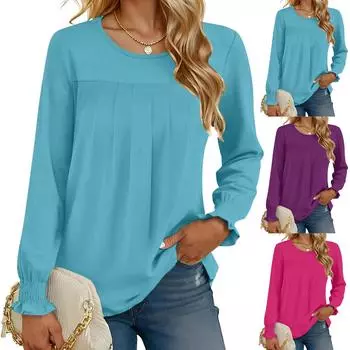 Топы для женщин, пуловеры с длинными рукавами, повседневные рубашки, топ L горячий розовый