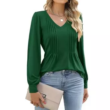 Топы для женщин, пуловеры с длинными рукавами, повседневные рубашки, топ L зелёный