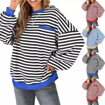 Топы для женщин, пуловеры с длинными рукавами, повседневные рубашки, топ M чёрный