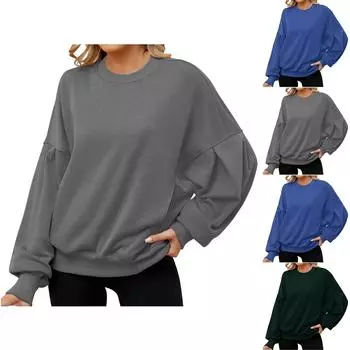 Топы для женщин, пуловеры с длинными рукавами, повседневные рубашки, топ S чёрный