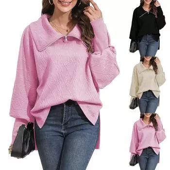 Топы для женщин, пуловеры с длинными рукавами, повседневные рубашки, топ M хаки