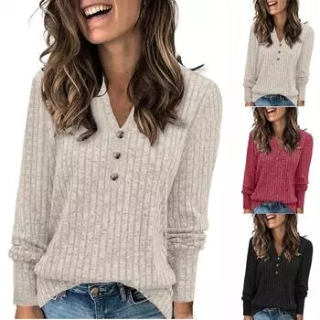 Топы для женщин, пуловеры с длинными рукавами, повседневные рубашки, топ S чёрный