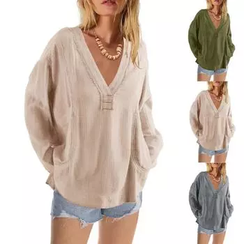 Топы для женщин, пуловеры с длинными рукавами, повседневные рубашки, топ M розовый