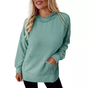 Топы для женщин, пуловеры с длинными рукавами, повседневные рубашки, топ S зелёный