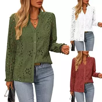 Топы для женщин, пуловеры с длинными рукавами, повседневные рубашки, топ M зелёный