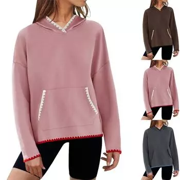 Топы для женщин, пуловеры с длинными рукавами, повседневные рубашки, топ M чёрный