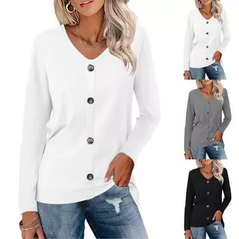 Топы для женщин, пуловеры с длинными рукавами, повседневные рубашки, топ M чёрный