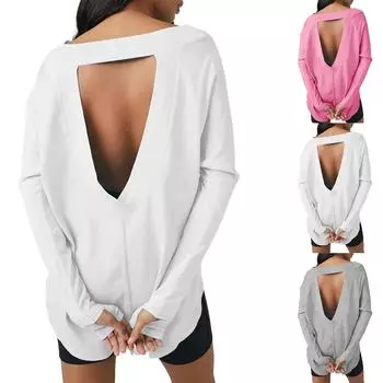 Топы для женщин, пуловеры с длинными рукавами, повседневные рубашки, топ M серый