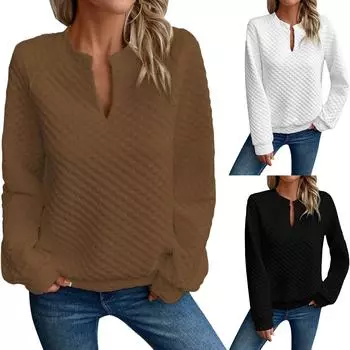 Топы для женщин, пуловеры с длинными рукавами, повседневные рубашки, топ M чёрный