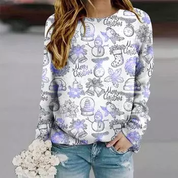 Топы для женщин Рождественская шапка с принтом снеговика, круглый вырез, длинный рукав, футболка, осенний повседневный тонкий пуловер, женский топ с длинным рукавом XS розовый