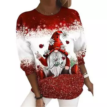 Топы для женщин с 3D цветочным принтом снеговика, футболка с круглым вырезом и длинными рукавами, осенний повседневный женский топ с длинными рукавами на Рождество XS зелёный