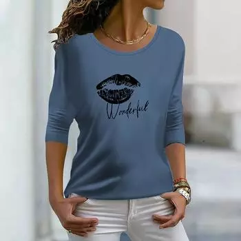 Топы для женщин с принтом 3D-бант, круглым вырезом и длинным рукавом, футболка, осенний повседневный тонкий пуловер, женский топ с длинным рукавом XS розовый