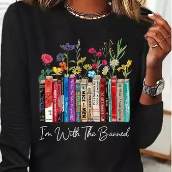 Топы для женщин с принтом 3D Book Flowers, круглый вырез, длинный рукав, футболка, осенний повседневный тонкий пуловер, женский топ с длинным рукавом XS розовый