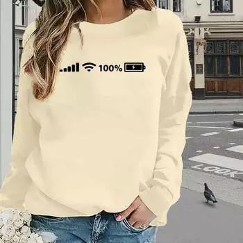 Топы для женщин с принтом мобильного телефона и статусной полосой, круглый вырез, длинный рукав, футболка, осенний повседневный тонкий пуловер, женский топ с длинным рукавом XS розовый