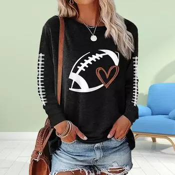 Топы для женщин с принтом регби 3D, круглый вырез, длинный рукав, футболка, осенний повседневный тонкий пуловер, женский топ с длинным рукавом XS розовый