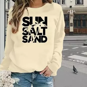 Топы для женщин с принтом упрощенных букв, круглым вырезом и длинным рукавом, футболка, осенний повседневный тонкий пуловер, женский топ с длинным рукавом XS розовый