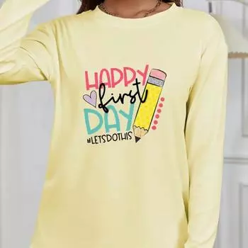 Топы для женщин с рисунком карандаша, круглый вырез, длинный рукав, футболка, осенний повседневный тонкий пуловер, женский топ с длинным рукавом XS розовый