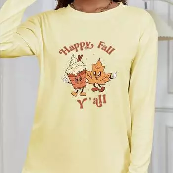 Топы для женщин с рисунком листьев из мультфильма, мороженого, круглым вырезом и длинным рукавом, футболка, осенний повседневный тонкий пуловер, женский топ с длинным рукавом XS розовый