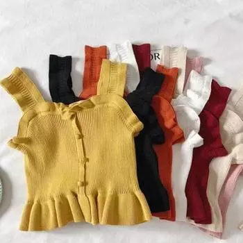 Топы ITOOLIN Y2K, милые женские укороченные топы, новая уличная одежда, женские милые укороченные топы, топы без рукавов с оборками и пуговицами One Size покинуть белый