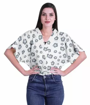 Топы-кимоно с принтом Moomaya для женщин с V-образным вырезом и эластичной талией 2XL серый