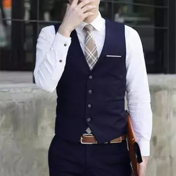 Топы мужские классические деловые Slim Fit жилет-цепочка костюм мужская одежда жилет