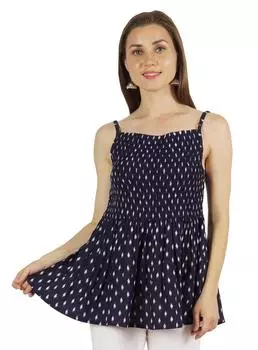 Топы с баской без рукавов с принтом Moomaya, блузка со сборками для женщин, повседневный курорт 2XL темно-синий