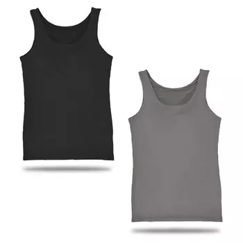 топы с чашечками для бюстгальтера, подчеркивающего фигуру Без эластичной сетки power net Дышащие Размеры плюс Серо-бежевый Комфортный, грудь. Комплект из двух предметов. под-эластичный, без стресса, ткань,