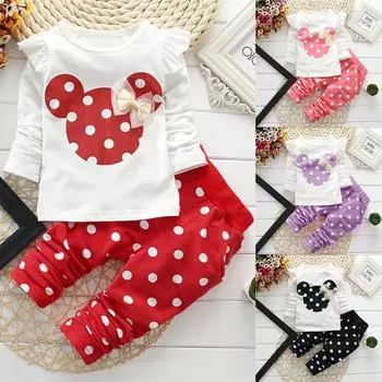 Топы с длинными рукавами с мультяшным принтом для маленьких мальчиков и девочек + брюки с ярким точечным принтом, наряды 60 тёмно-синий