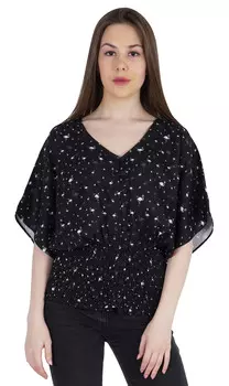 Топы с изображением крыла летучей мыши с принтом Moomaya для женщин, летняя повседневная блузка с v-образным вырезом, модная L чёрный