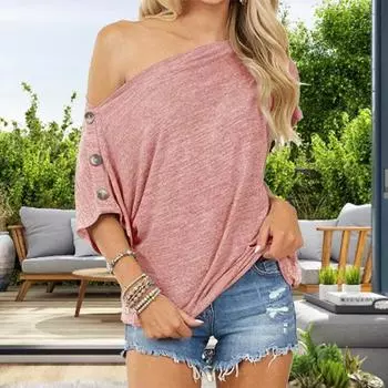 Топы с открытыми плечами легко сочетаются с хлопковой смесью свободного кроя оверсайз L розовый