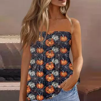 Топы-трубы для женщин, милая сексуальная футболка без рукавов с открытыми плечами и принтом XL коричневый