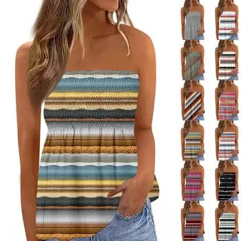 Топы-трубы для женщин, милая сексуальная футболка без рукавов с открытыми плечами и принтом