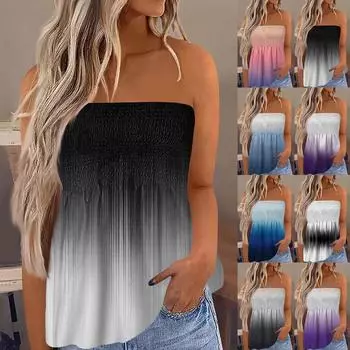 Топы-трубы для женщин, милая сексуальная футболка без рукавов с открытыми плечами и принтом L чёрный