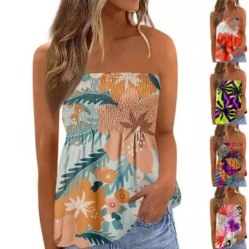 Топы-трубы для женщин, милая сексуальная футболка без рукавов с открытыми плечами и принтом L фиолетовый