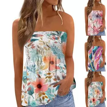 Топы-трубы для женщин, милая сексуальная футболка без рукавов с открытыми плечами и принтом L розовый