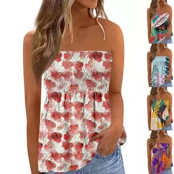 Топы-трубы для женщин, милая сексуальная футболка без рукавов с открытыми плечами и принтом L зелёный