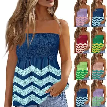 Топы-трубы для женщин, милая сексуальная футболка без рукавов с открытыми плечами и принтом L зелёный