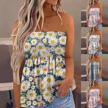 Топы-трубы для женщин, милая сексуальная футболка без рукавов с открытыми плечами и принтом S серый