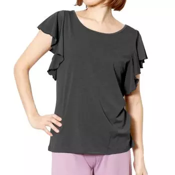 Топы Yoga Wear GYM Футболка с расклешенными рукавами 2 типа Футболка с бабочкой Темно-серая [Pane(T)один]