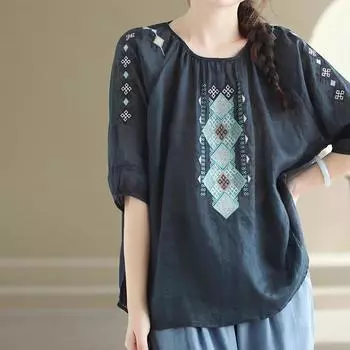 Топы женские хлопковые летние футболки больших размеров с воротником-поло свободные напечатанные повседневные пуловеры футболки топы M белый