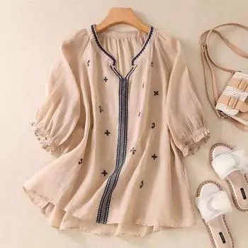 Топы женские хлопковые летние футболки больших размеров с V-образным вырезом свободные напечатанные повседневные пуловеры футболки топы XXXL белый