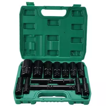 Торцевой ключ с глубоким гнездом, длинный торцевой ключ, ударный набор из 15 штук с футляром для хранения, шестигранный инструмент, длинный торцевой ключ, автомобильный привод для технического обслуживания