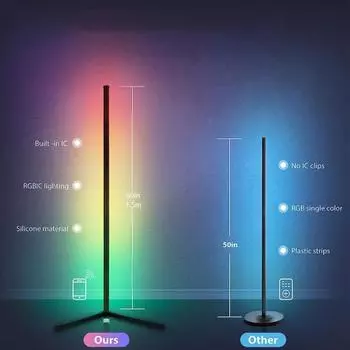 Торшер RGB с дистанционным управлением. Несколько режимов освещения. Регулируемая яркость. Умная RGB-лампа для вечеринки. EU