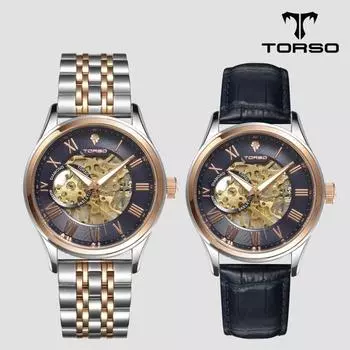[TORSO]T603M-RLC Elysion Skeleton Автоматические часы с бриллиантами Мужские металлические часы (кожаный ремешок в комплекте)