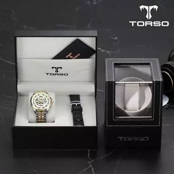 [TORSO]T604M-GSC SET Набор коробок с автоматической намоткой часов Asopos Skeleton (кожаный ремешок в комплекте)