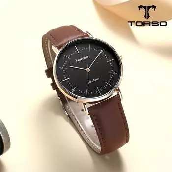 TORSO Torso T41L Классические кварцевые часы для пар, кожаные наручные часы унисекс, популярные корейские часы