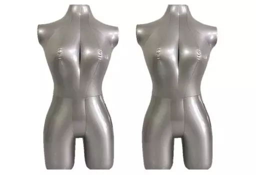 torsoya Воздушный манекен Виниловый торс для женщин Выставочный интерьер с ногами Верхняя часть тела Набор из (Серебро, 2)