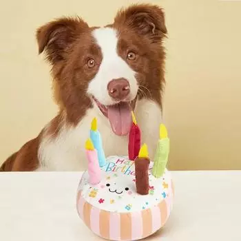 Торт ко дню рождения, собака, звуковые игрушки, интерес, устойчивые к укусам, моляры, чтобы скоротать время, плюшевые игрушки, которые можно грызть, подарок на день рождения синий