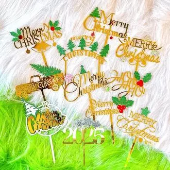 Торт Топпер Рождественская тема Акриловые Фрукты Шпажки Кекс Топпер Вставка Карточки Для Украшения Вечеринки Украшения Торта 1